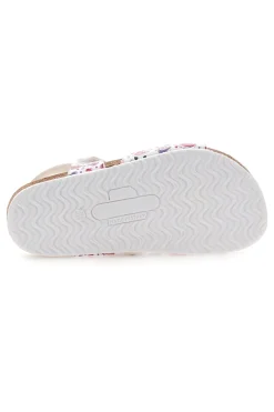 Sandali bianchi a fantasia rosa con plantare preformato Pittarello Bio 257A745SR