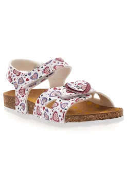 Sandali bianchi a fantasia rosa con plantare preformato Pittarello Bio 257A745SR