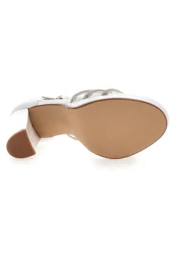 Sandali Bianchi Aperti Con Tacco E Cinturino First Lady P557