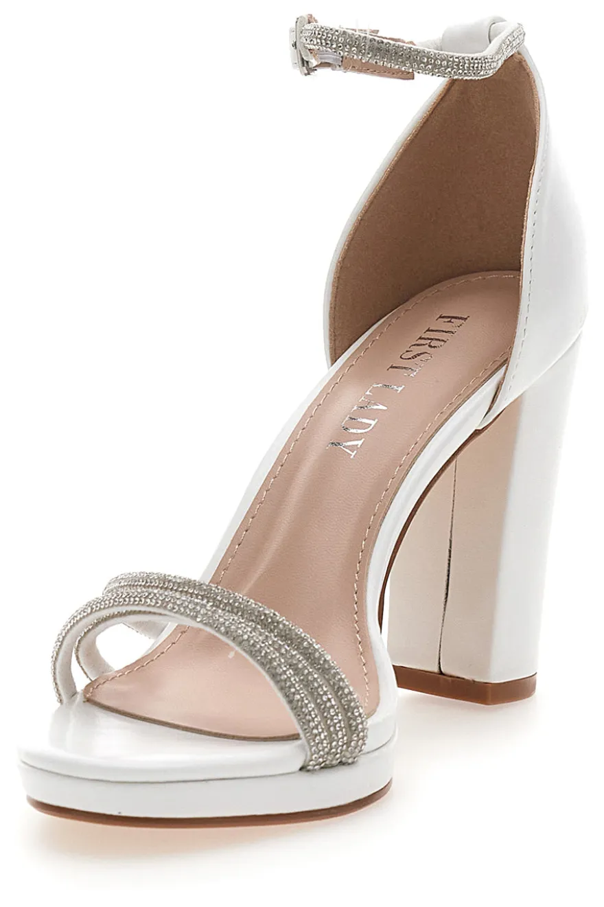 Sandali Bianchi Aperti Con Tacco E Cinturino First Lady P557