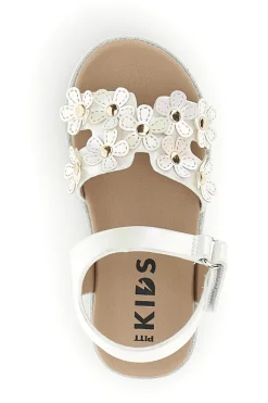 Sandali bianchi con applicazioni floreali Pitt kids 392618S