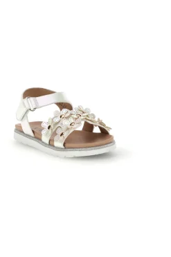 Sandali bianchi con applicazioni floreali Pitt kids 392618S