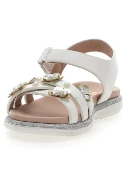 Sandali Bianchi Con Applicazioni Floreali Pitt Kids 392413