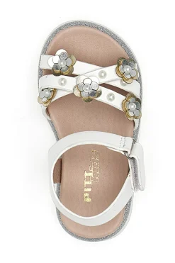 Sandali Bianchi Con Applicazioni Floreali Pitt Kids 392413