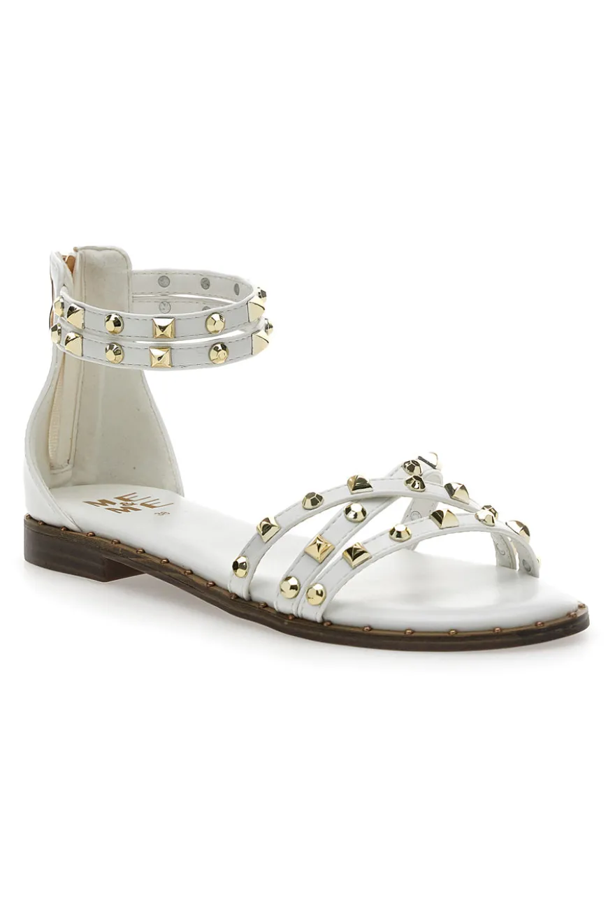 Sandali bianchi con borchie e doppio cinturino Me & Me 1662