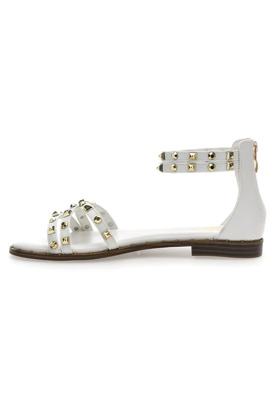 Sandali bianchi con borchie e doppio cinturino Me & Me 1662