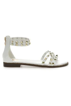 Sandali bianchi con borchie e doppio cinturino Me & Me 1662