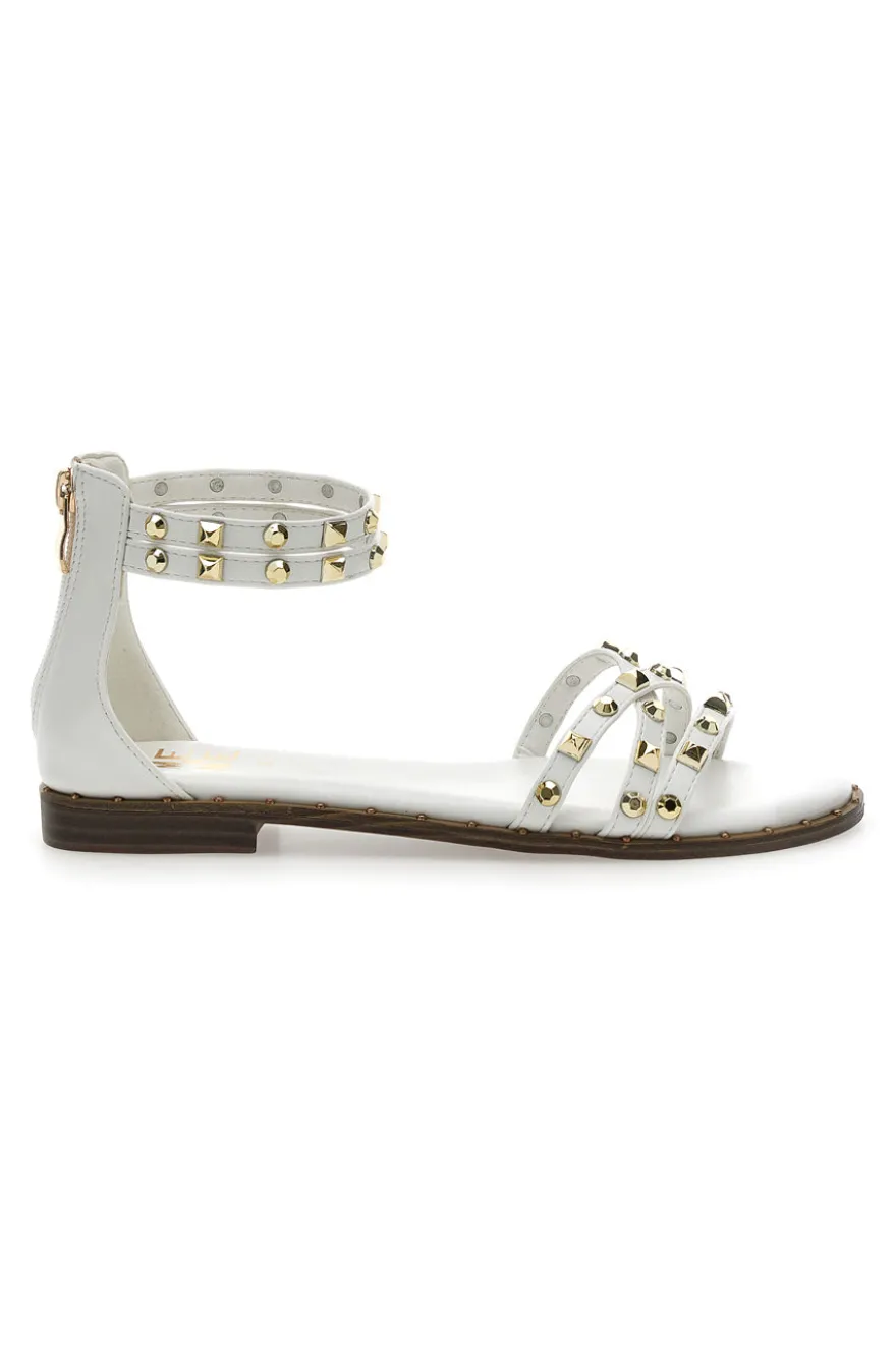 Sandali bianchi con borchie e doppio cinturino Me & Me 1662