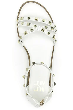 Sandali bianchi con borchie e doppio cinturino Me & Me 1662