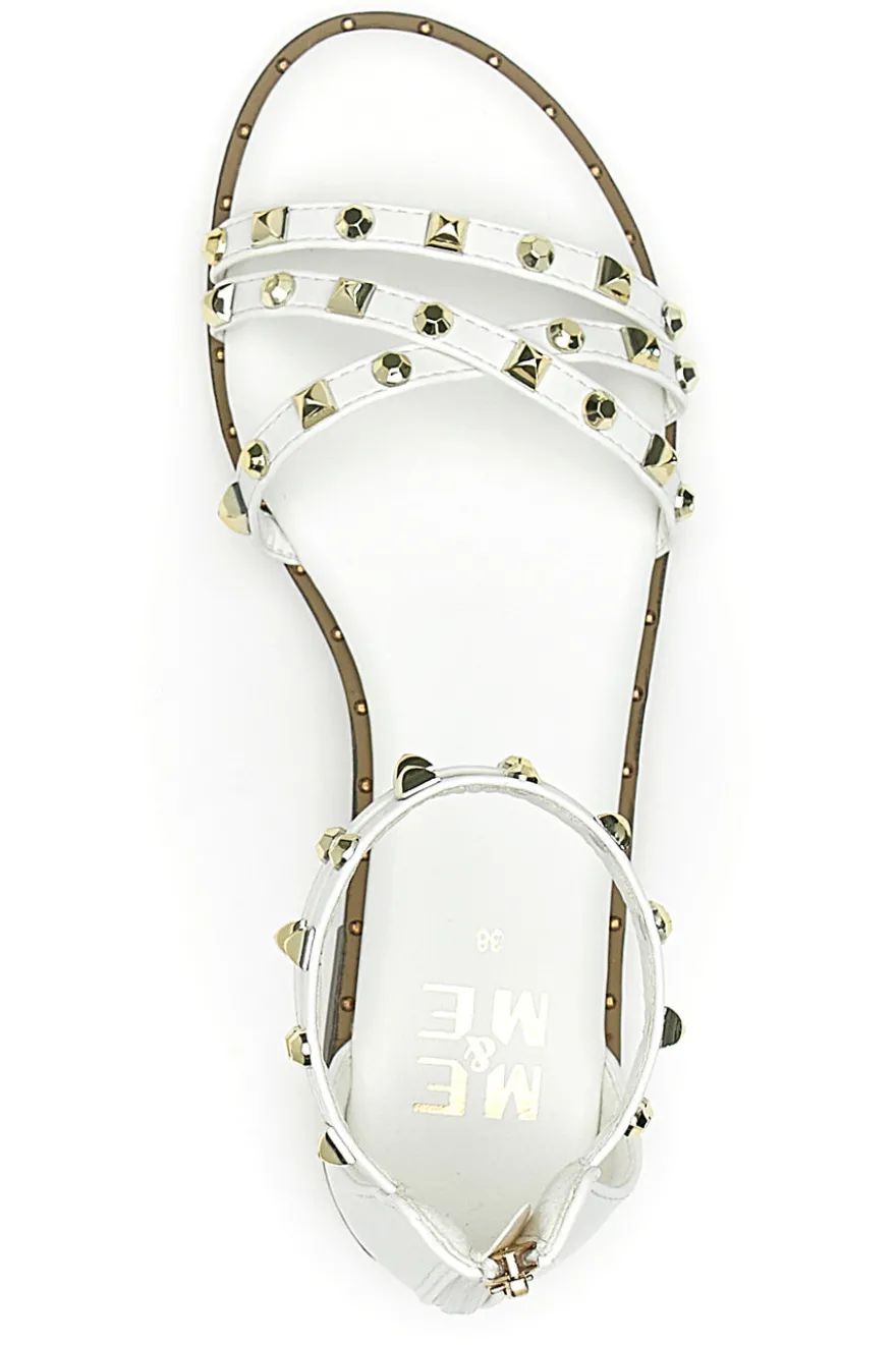 Sandali bianchi con borchie e doppio cinturino Me & Me 1662