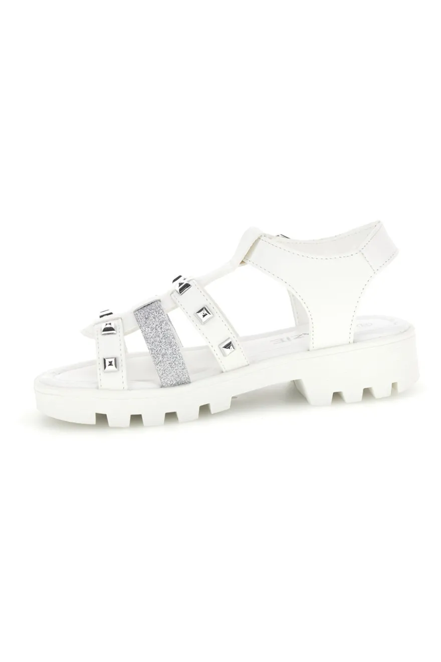 Sandali bianchi con borchie e glitter Grazie girl 15105