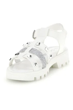 Sandali bianchi con borchie e glitter Grazie girl 15105