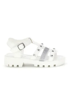 Sandali bianchi con borchie e glitter Grazie girl 15105