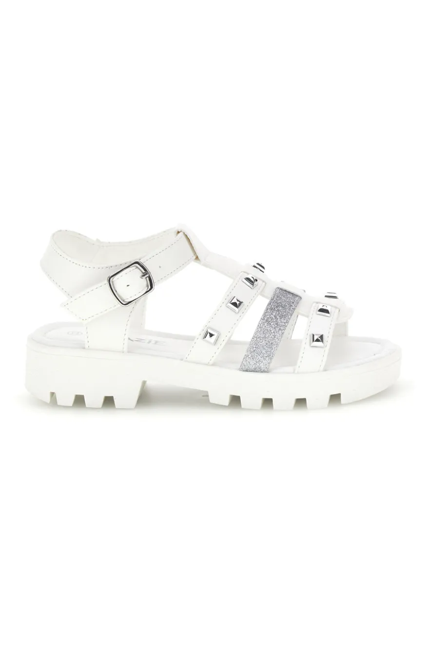 Sandali bianchi con borchie e glitter Grazie girl 15105