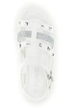 Sandali bianchi con borchie e glitter Grazie girl 15105