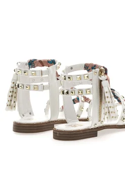 Sandali Bianchi Con Borchie e Foulard Me & Me 660