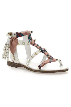 Sandali Bianchi Con Borchie e Foulard Me & Me 660