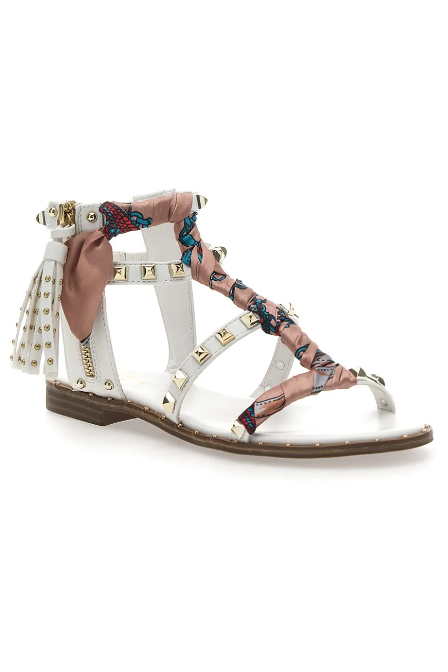 Sandali Bianchi Con Borchie e Foulard Me & Me 660