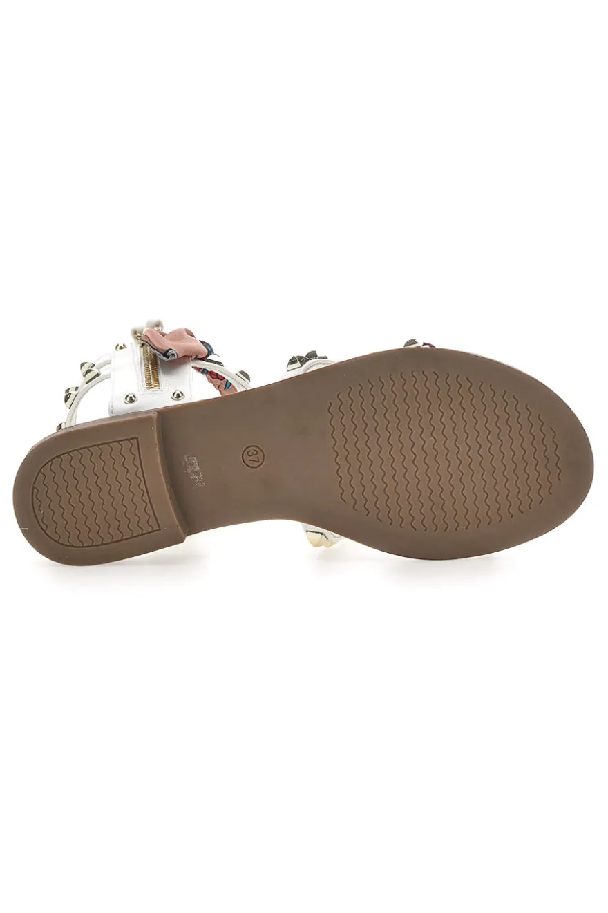 Sandali Bianchi Con Borchie e Foulard Me & Me 660