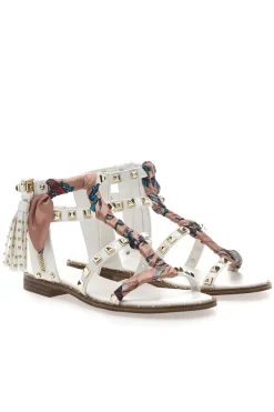 Sandali Bianchi Con Borchie e Foulard Me & Me 660