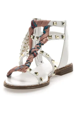 Sandali Bianchi Con Borchie e Foulard Me & Me 660