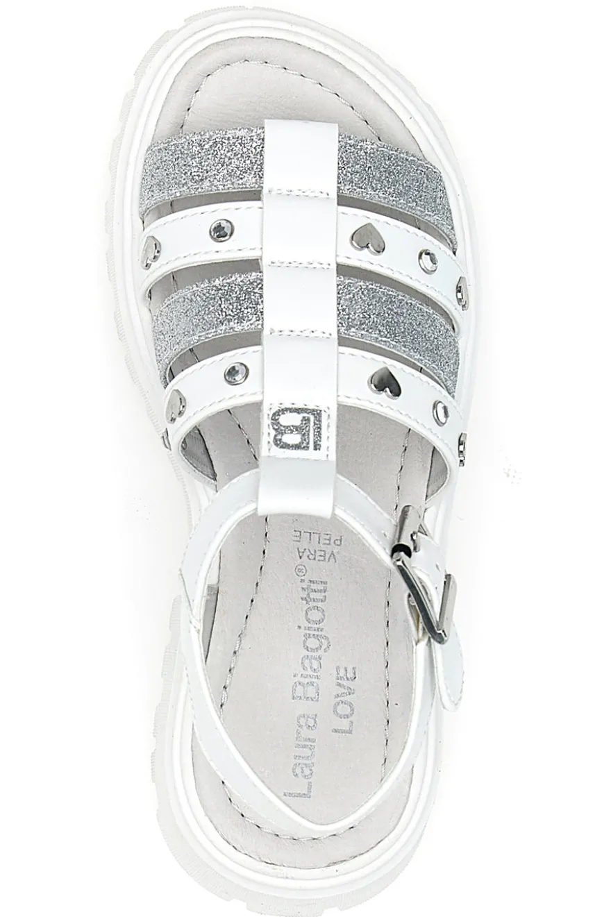 Sandali bianchi con borchie e suola chunky Laura Biagiotti 90219488