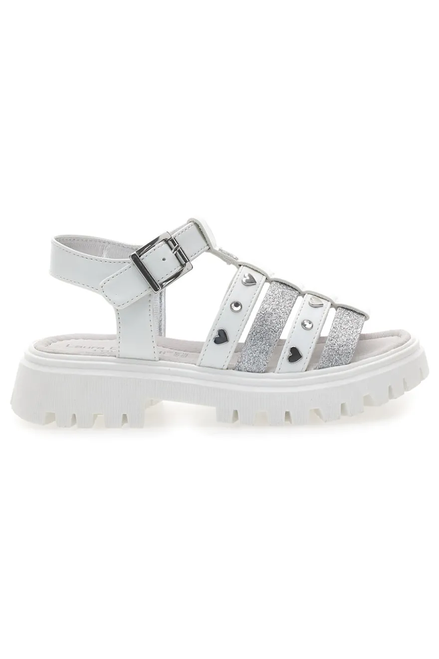 Sandali bianchi con borchie e suola chunky Laura Biagiotti 90219488