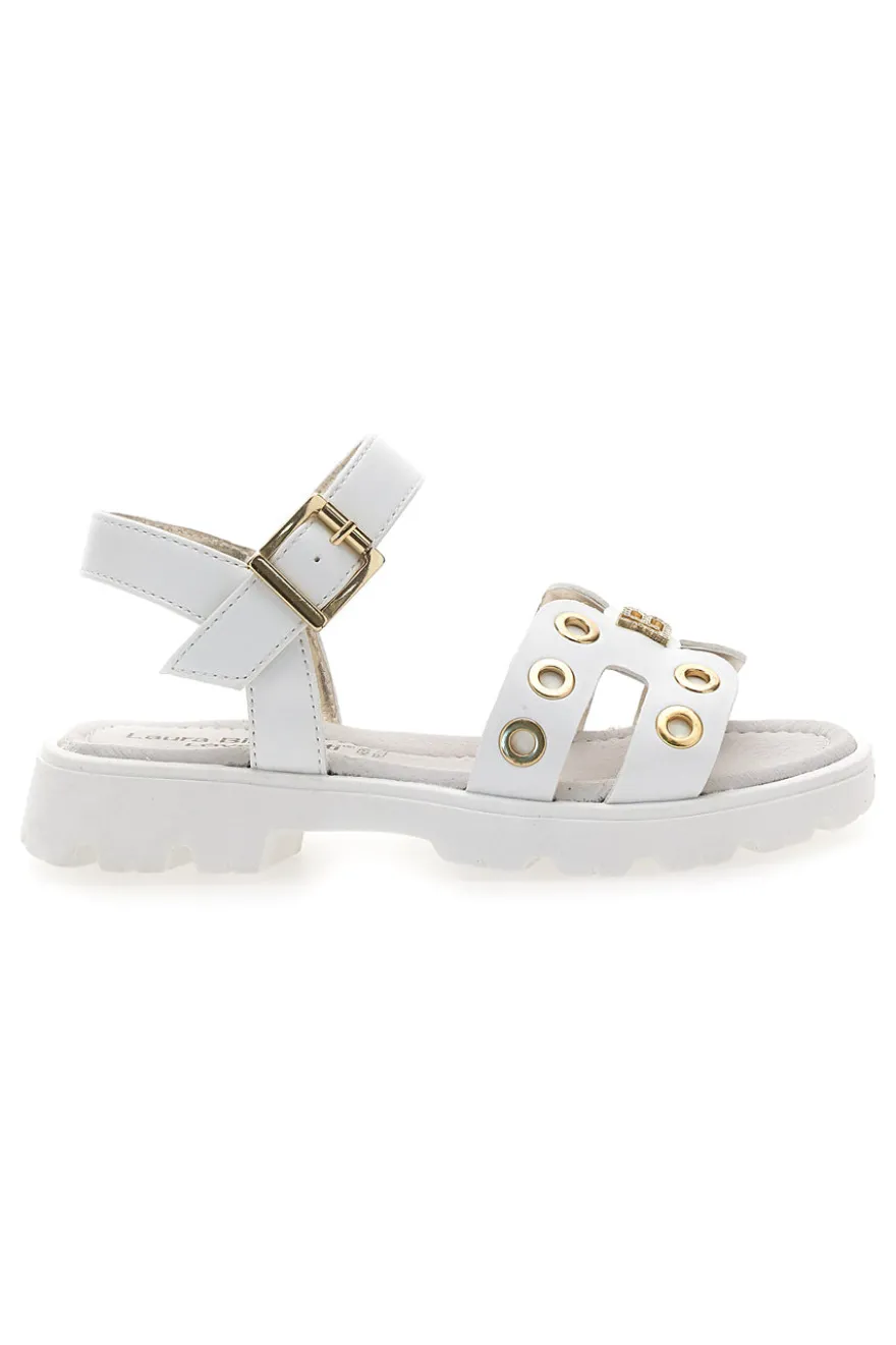 Sandali bianchi con borchie oro e suola chunky Laura Biagiotti AG1728316313