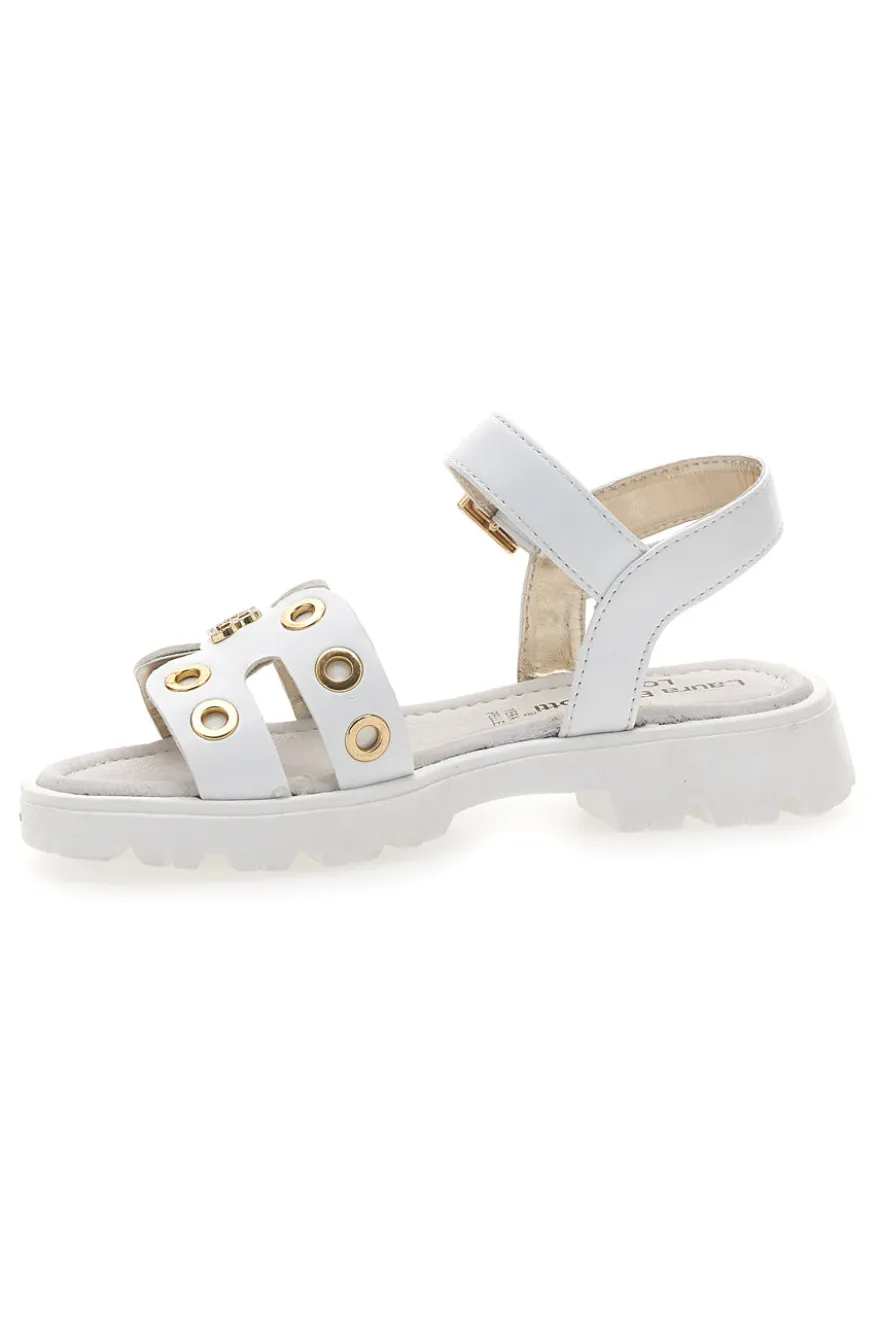 Sandali bianchi con borchie oro e suola chunky Laura Biagiotti AG1728316313