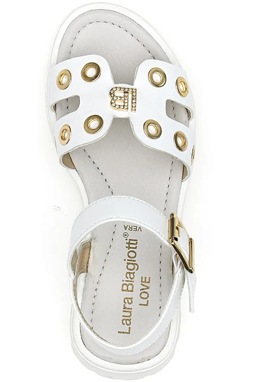 Sandali bianchi con borchie oro e suola chunky Laura Biagiotti AG1728316313