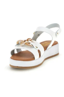 Sandali bianchi con catena decorativa Prima riga P335