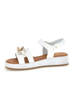 Sandali bianchi con catena decorativa Prima riga P335