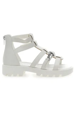 Sandali Bianchi con Cerniera e Catenella Grazie Girl 14355