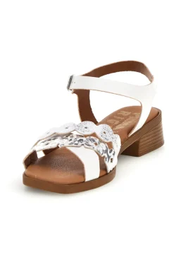 Sandali bianchi con cinturini decorati Prima riga L43