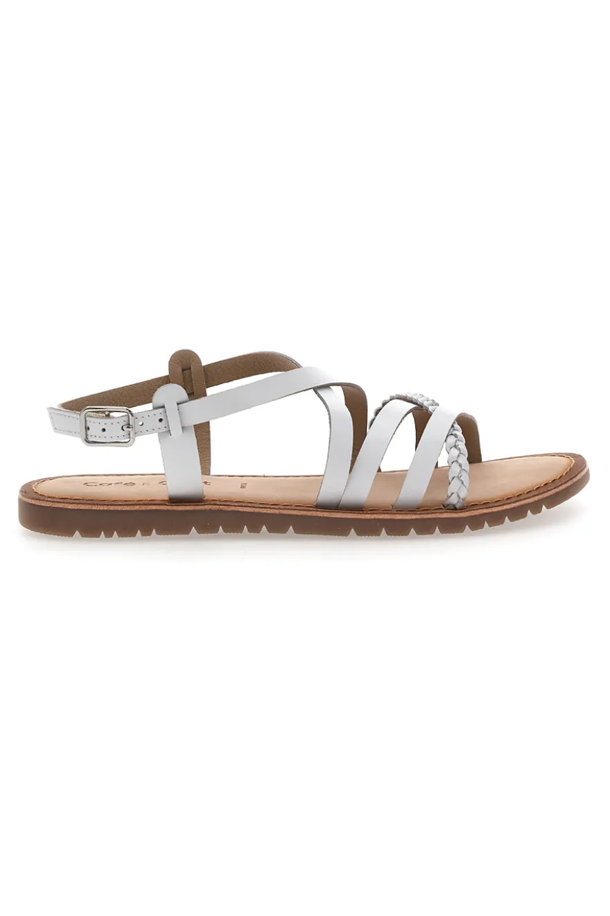 Sandali bianchi con cinturini intrecciati CAFE' COST 95160