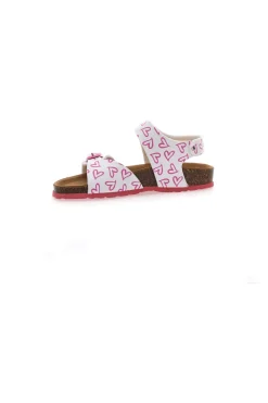 Sandali bianchi con cuori rosa e fibbie regolabili PITT KIDS 45289GLO