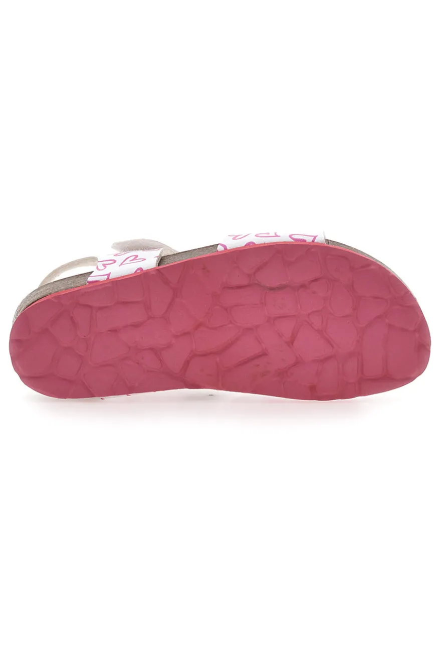 Sandali bianchi con cuori rosa e fibbie regolabili PITT KIDS 45289GLO