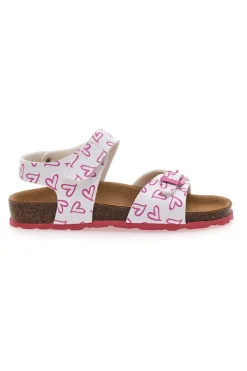 Sandali bianchi con cuori rosa e fibbie regolabili PITT KIDS 45289GLO