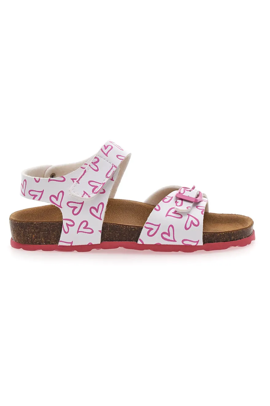 Sandali bianchi con cuori rosa e fibbie regolabili PITT KIDS 45289GLO