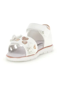 Sandali bianchi con cuori oro rosa Grazie girl 200C574