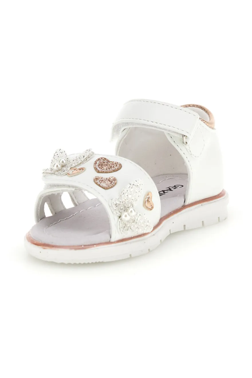 Sandali bianchi con cuori oro rosa Grazie girl 200C574