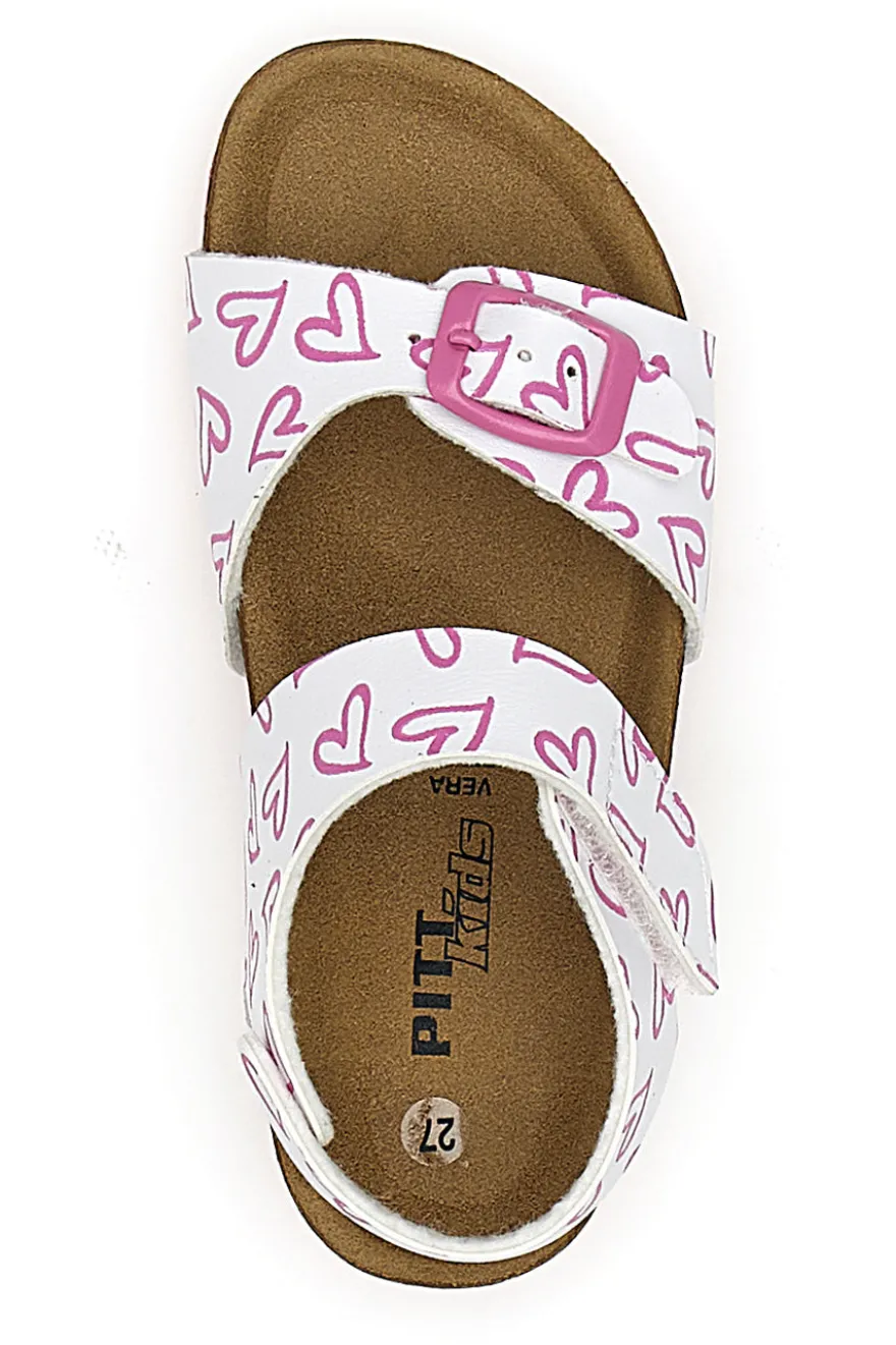 Sandali Bianchi con Cuori Rosa PITT KIDS 45289GLO