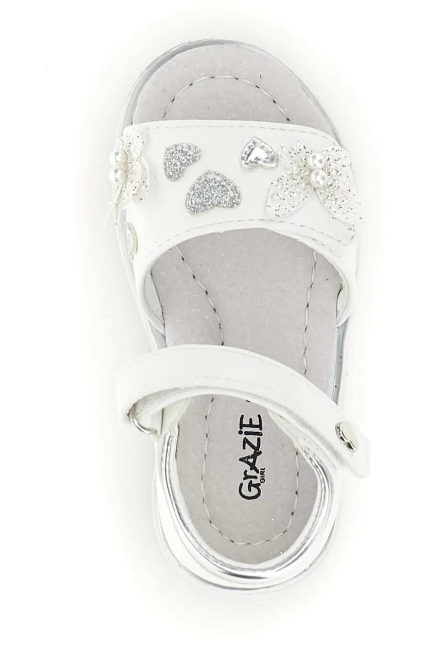 Sandali bianchi con cuori argento Grazie girl 200C574