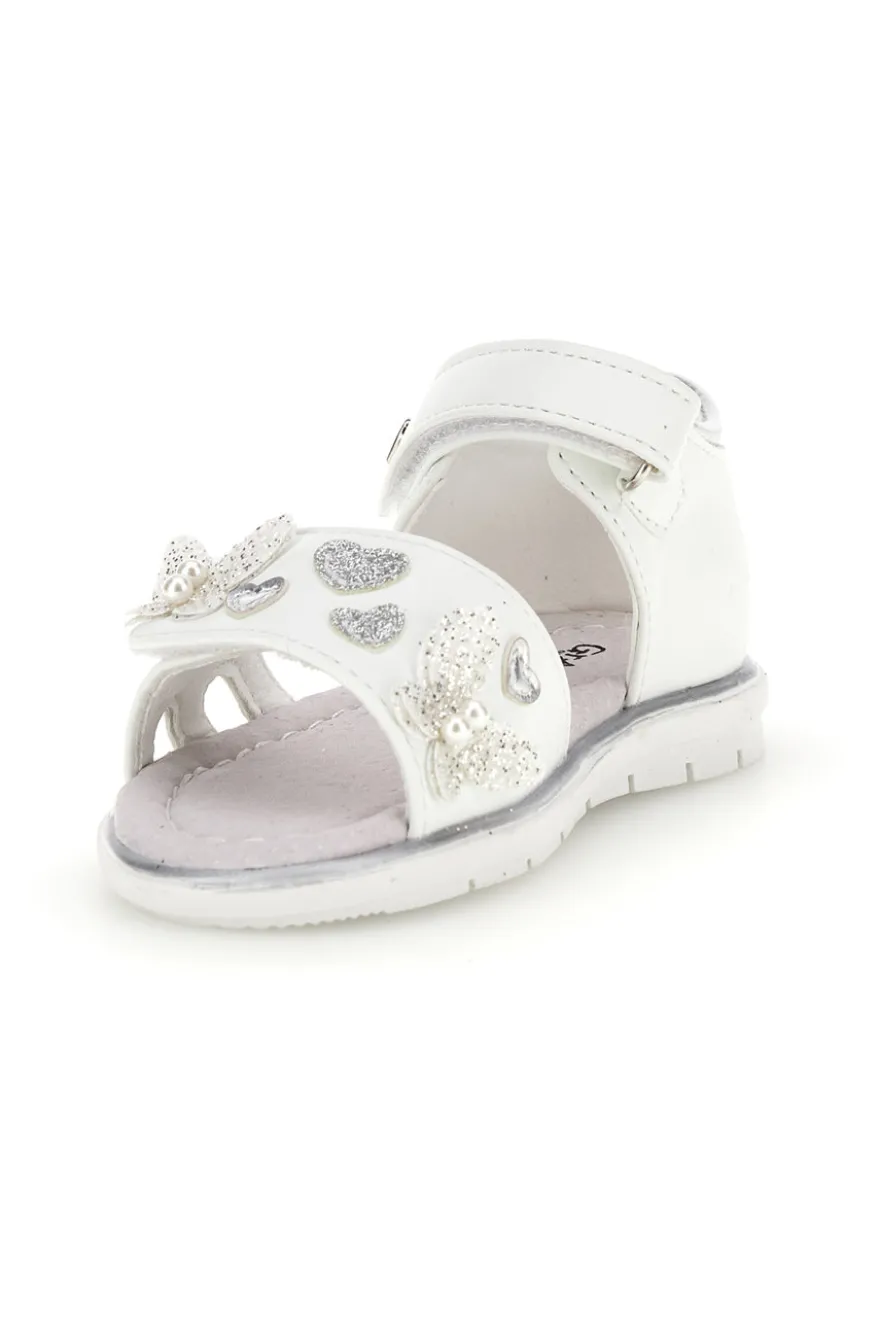Sandali bianchi con cuori argento Grazie girl 200C574