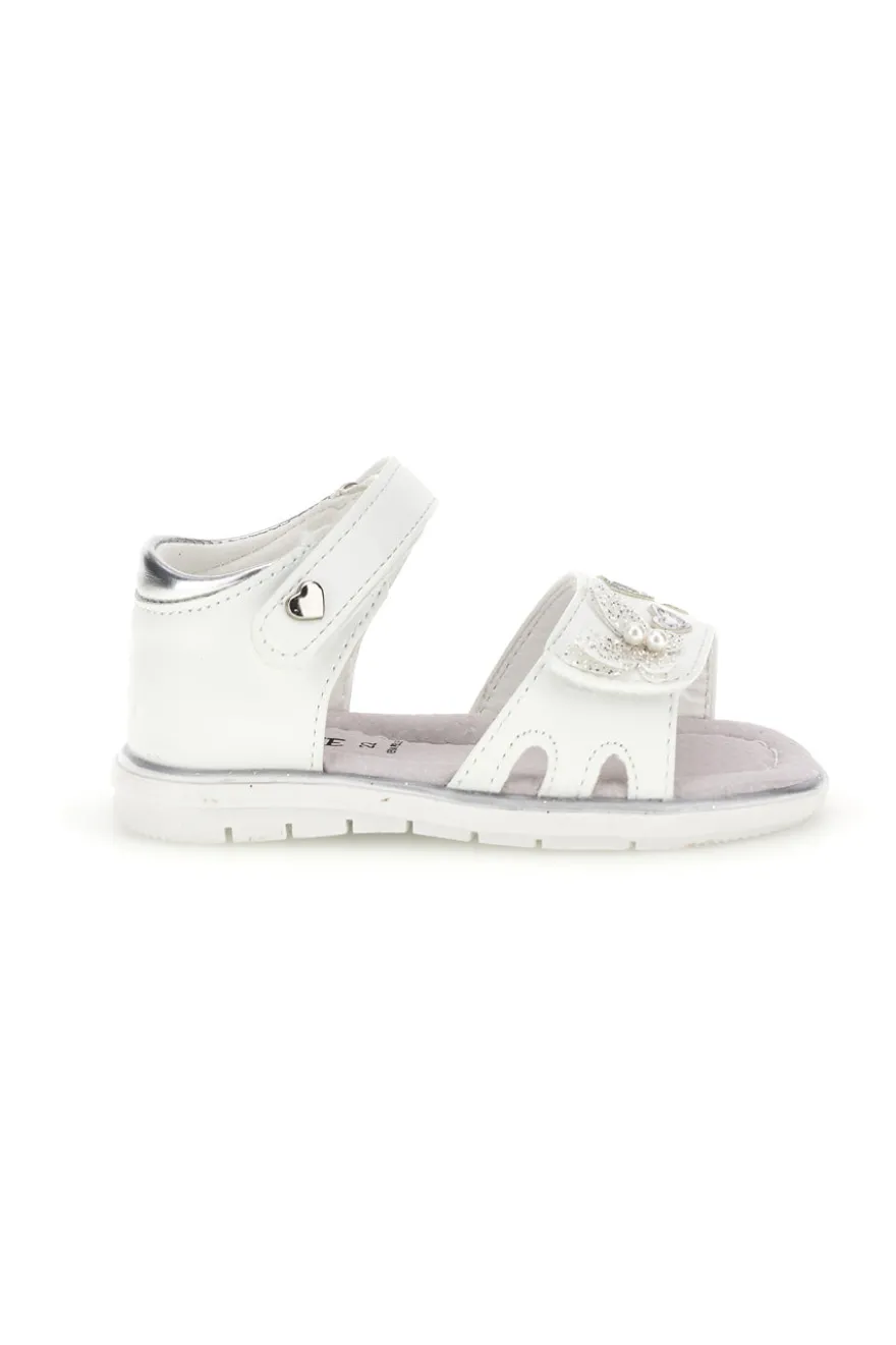 Sandali bianchi con cuori argento Grazie girl 200C574