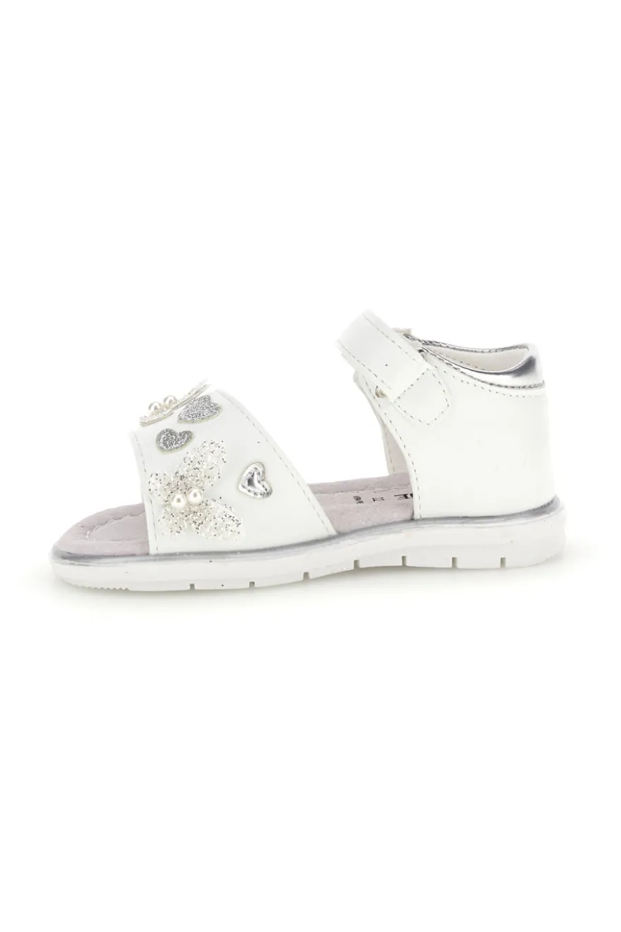 Sandali bianchi con cuori argento Grazie girl 200C574