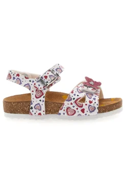 Sandali bianchi con cuori e fiore glitterato PITTARELLO BIO 257A740SR