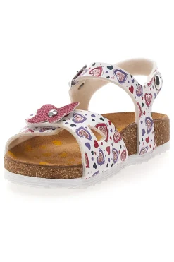 Sandali bianchi con cuori e fiore glitterato PITTARELLO BIO 257A740SR