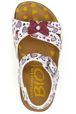 Sandali bianchi con cuori e fiore glitterato PITTARELLO BIO 257A740SR