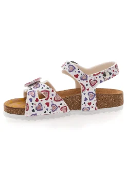 Sandali bianchi con cuori e fiore glitterato PITTARELLO BIO 257A740SR